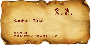 Kaufer Máté névjegykártya