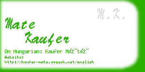 mate kaufer business card